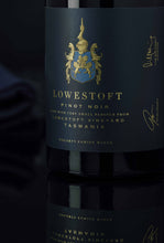 Load image into Gallery viewer, Close up of a bottle of Lowestoft La Maison Pinot Noir wine
