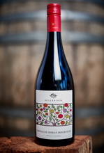 Load image into Gallery viewer, Bottle of Millbrook Grenache Shiraz Mourvedre wine in barrel room
